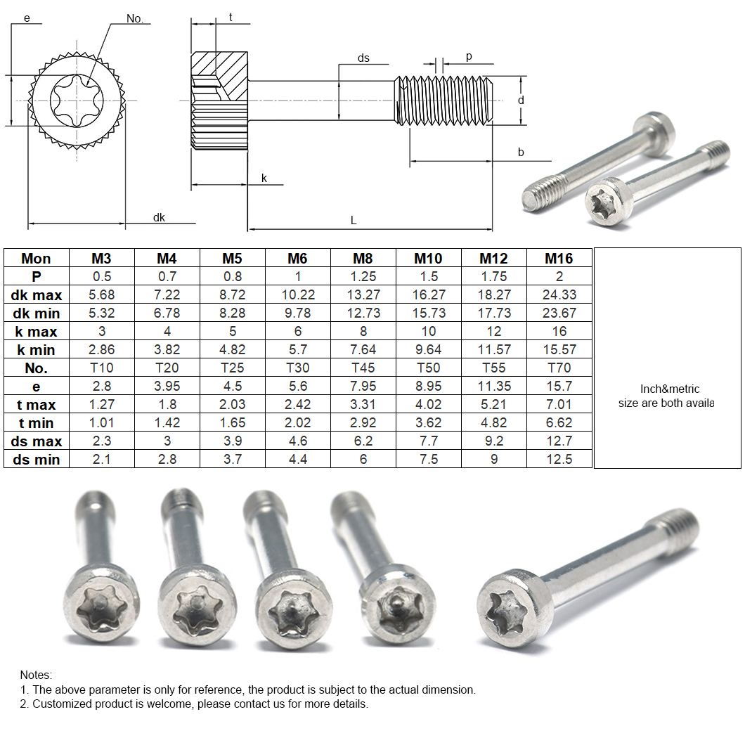 Vis captives à tête cylindrique à douille Torx-5B-14