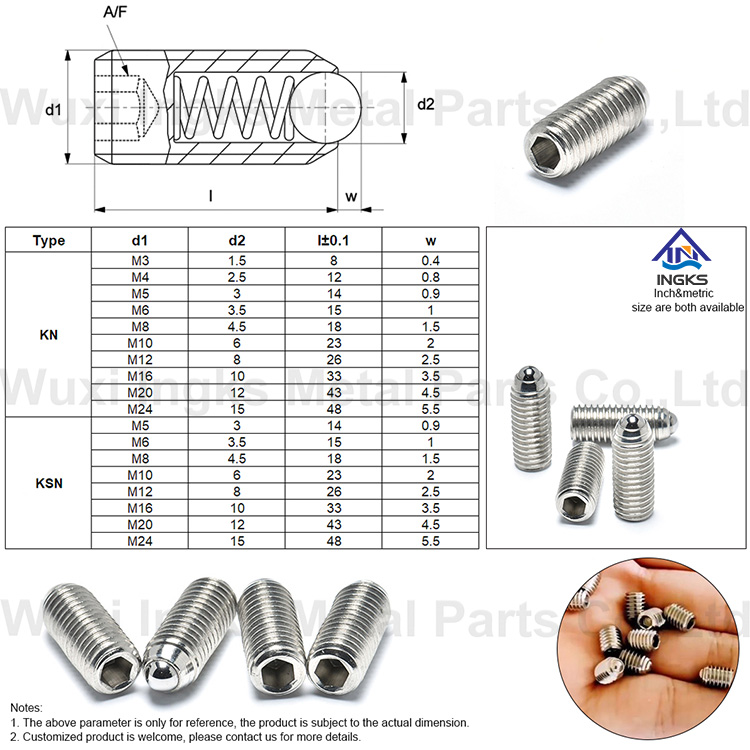 piston à ressort à bille à six pans creux